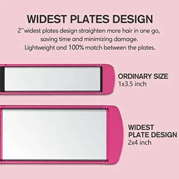 Terviiix Flat Iron Hair Straightener, 2 Inch Widest Ceramic Flat Iron for Hair, Professional Straightening Irons with Adjustable Temp, Fast Styling for Silky Smooth Hair, Dual Voltage, Auto Off, Pink