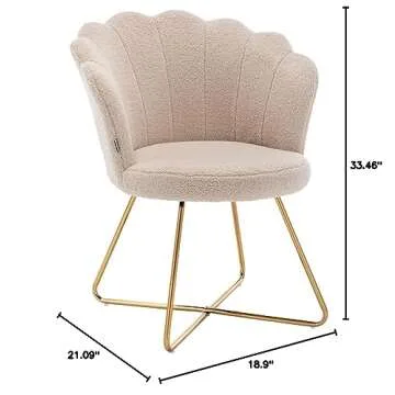 DUHOME Faux Fur Beauty Chair with Chic Seashell Design
