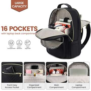 LOVEVOOK Laptop Backpack for Women 17.3 inch,Cute Womens Travel Backpack Purse,Professional Laptop C...
