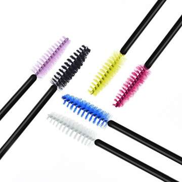 300 Pieces Disposable Eyelash Brushes with Spiral Design Multi-color Mascara Wands Portable Makeup Applicator Kit for Eyelash Extensions and Eyebrow Brush (Multi-colored-2)