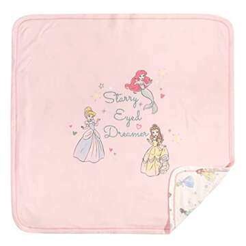 Disney Princess Zip Up Sleep N' Play Headband Burp Cloth and Blanket 4 Piece Set White/Pink 6-9 Months