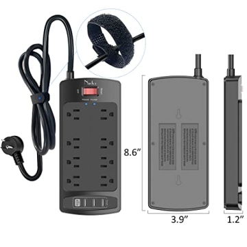 Nuetsa Surge Protector Power Strip with 8 Outlets & USB