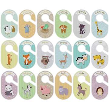 Baby Closet dividers & Baby Clothes Organizer - 18 x Baby Clothes Closet dividers - Neutral Hangers (boy & Girl) - Size & Age Baby Clothes dividers - Cozy Hedgehog