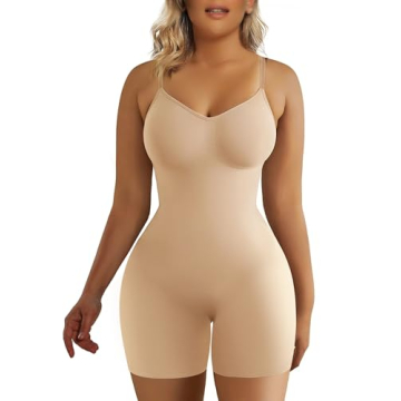 SHAPERX Shapewear for Women Tummy Control Bodysuit Mid Thigh Butt Lifter Body Shaper Shorts, SZ5218-...