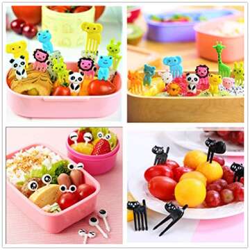 Set of 36 JeVenis Cute Animals Food Picks Mini Cartoon Toothpick Fruit Forks for Bento Box Lunch Box Decorative