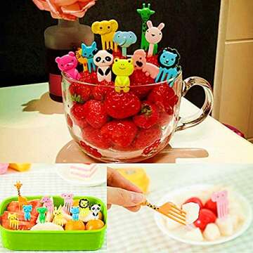 Set of 36 JeVenis Cute Animals Food Picks Mini Cartoon Toothpick Fruit Forks for Bento Box Lunch Box Decorative