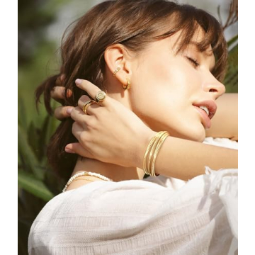 ENSKEFEN Elegant Gold Cuff Bracelet for Women Adjustable