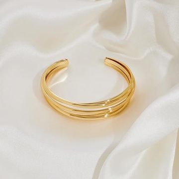 ENSKEFEN Elegant Gold Cuff Bracelet for Women Adjustable