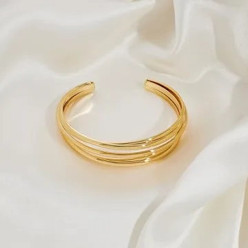 ENSKEFEN Elegant Gold Cuff Bracelet for Women Adjustable