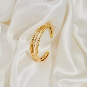 ENSKEFEN Elegant Gold Cuff Bracelet for Women Adjustable