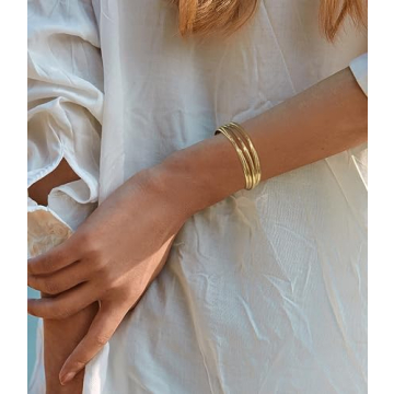 ENSKEFEN Elegant Gold Cuff Bracelet for Women Adjustable