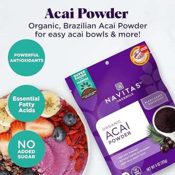 Navitas Organics Acai Powder, 8 oz Bag, 76 Servings — Organic, Non-GMO, Freeze-Dried, Gluten-Free