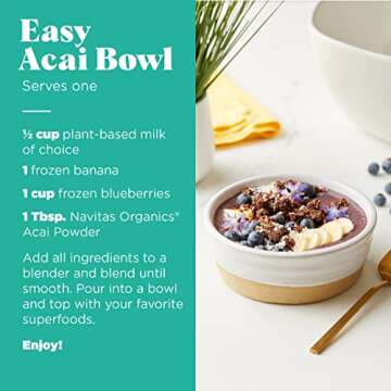 Navitas Organics Acai Powder, 8 oz Bag, 76 Servings — Organic, Non-GMO, Freeze-Dried, Gluten-Free