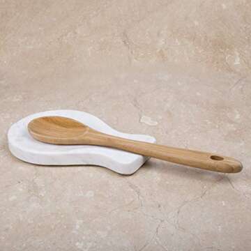Creative Home Natural Marble Spoon Rest Ladle Utensil Holder Spatula Holder Kitchen Countertop Dinin...
