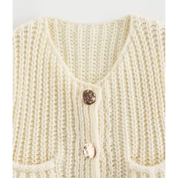 Hixiaohe Women's Trendy Crochet Sweater Vest with Pockets