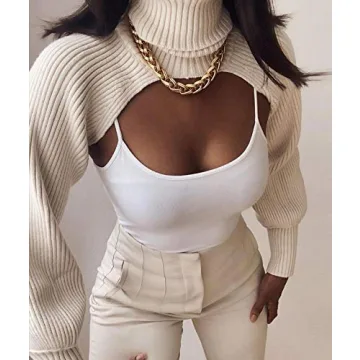 xxxiticat Women's Turtleneck Shrug Sweater Stylish & Warm