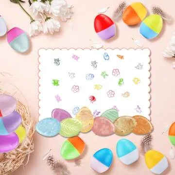 BUUFAN 24Pcs Easter Egg Stampers Gifts for Kids Easter Party Easter Basket Stuffers Easter Eggs Hunt Game Toys Self Inking Stamps for Kids