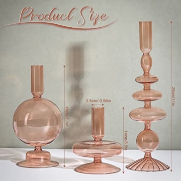 Rtteri Elegant Glass Candlestick Holders for Home Decor