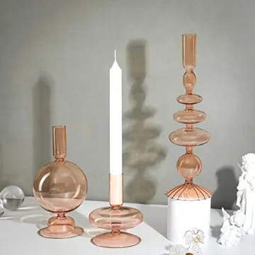 Rtteri Elegant Glass Candlestick Holders for Home Decor
