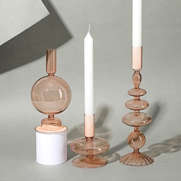 Rtteri Elegant Glass Candlestick Holders for Home Decor