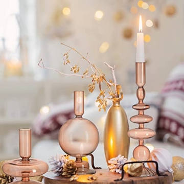 Rtteri Elegant Glass Candlestick Holders for Home Decor
