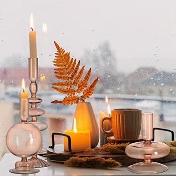 Rtteri Elegant Glass Candlestick Holders for Home Decor