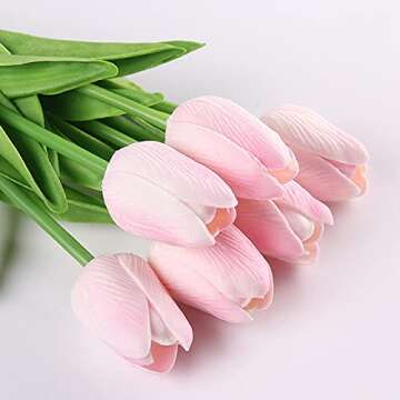 Bvatfdh 10 Pcs Tulips Artificial Fake Flowers, Pu Real Touch Flowers for Spring Decorations Home, Bu...