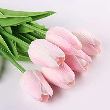 Bvatfdh 10 Pcs Tulips Artificial Fake Flowers, Pu Real Touch Flowers for Spring Decorations Home, Bu...