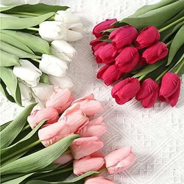 Bvatfdh 10 Pcs Lifesize Fake Tulips for Decoration