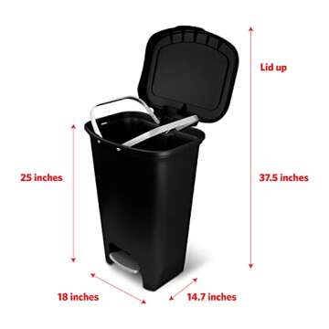 Glad 13 Gallon Trash Can, 2 Pack | Plastic Kitchen Waste Bin with Odor Protection of Lid | Hands Free with Step On Foot Pedal and Garbage Bag Rings, Black, 2 Count