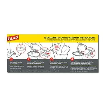 Glad 13 Gallon Trash Can, 2 Pack | Plastic Kitchen Waste Bin with Odor Protection of Lid | Hands Free with Step On Foot Pedal and Garbage Bag Rings, Black, 2 Count