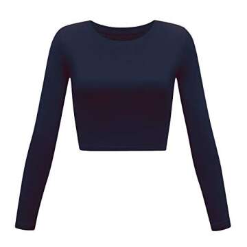 Womens Long Sleeve Crop Tops Basic Teen Girl Clothes Casual Cute Yoga Shirts Layering Slim Fitted Wo...