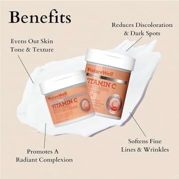 NATURE WELL Clinical Vitamin C Brightening Moisture Cream for Face & Body, Anti-Aging Skincare, Firming, Nourishing, Reduces Discoloration, Improves Overall Tone & Texture, Non-Greasy, 16 Oz