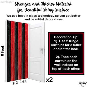 KatchOn Red and Black Fringe Curtain for Parties