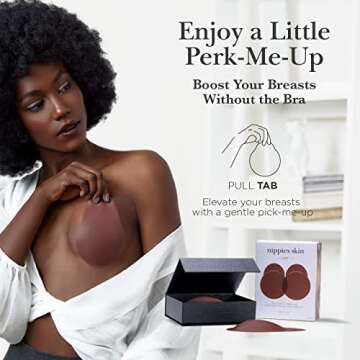 Nippies Nipple Covers for Women - Added Lift Adhesive Silicone Nipple Pasties - Reusable Sticky Brea...