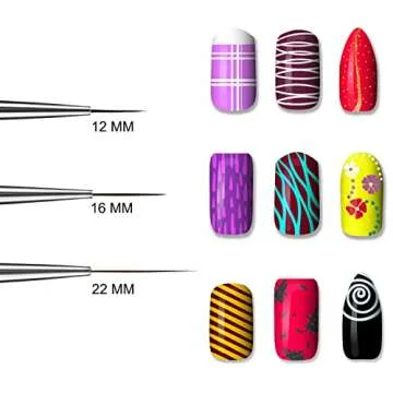 Beaute Galleria 3 Piece Nail Art Brush Set for Detail Work
