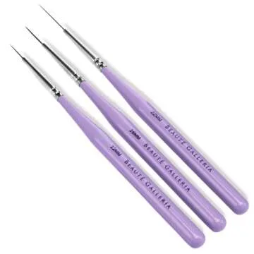 Beaute Galleria 3 Piece Nail Art Brush Set for Detail Work