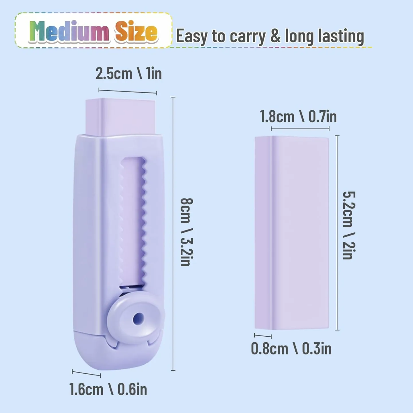 Cute Sliding Retractable Pencil Erasers 10 Pack