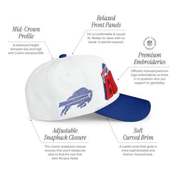 FOCO Men's Buffalo Bills Cap NFL Team Logo Lineman Marquee RF Hat, White