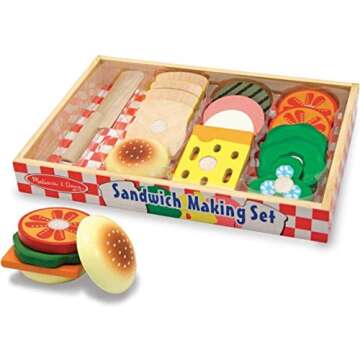 Melissa & Doug Wooden Sandwich Making Play Food Set