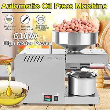 CGOLDENWALL Oil Press Machine Automatic Oil Extractor with Dual Temperature Control Cold/Hot Oil Expeller for Commercial Home Use, Stainless Steel for Nuts Walnut Linseed Almond Rapeseed Sesame