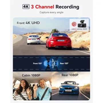 REDTIGER 4K Dash Cam with GPS & 3 Channels