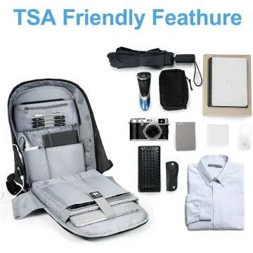 Anti Theft Laptop Backpack with USB Port - Black
