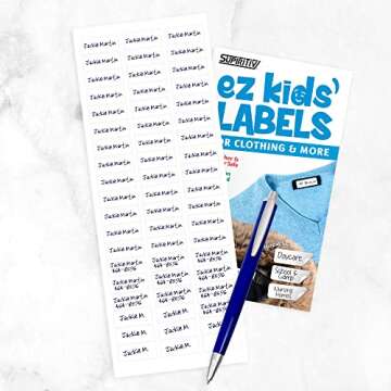 Versatile Ez Kids Clothing Labels - Waterproof & Self-Stick for All Ages | Perfect for Organizing Sc...