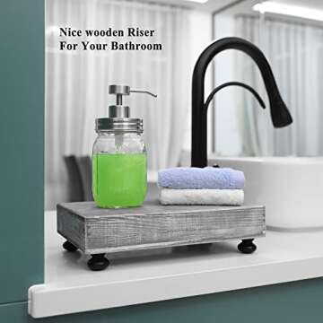 Besuerte Wood Riser for Kitchen Counter - Wood Risers for Decor Soap Stand 10.9x7 inch - Bathroom Tr...