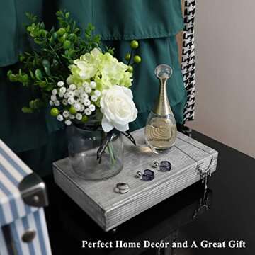 Besuerte Wood Riser for Kitchen Counter - Wood Risers for Decor Soap Stand 10.9x7 inch - Bathroom Tray Decor - Kitchen Counter Tray - Small New Home Decor Gift (Wood Pedestal Rustic Grey)