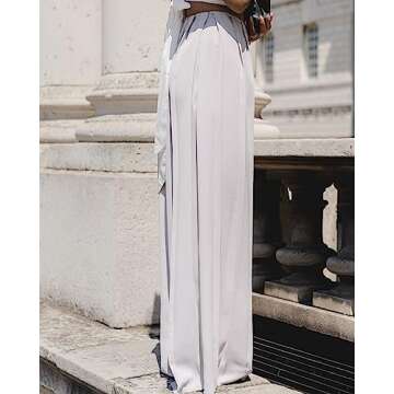 The Drop Women's Pearl Gray Pleated Wide Leg Pant - Chic Comfort