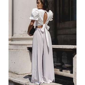 The Drop Women's Pearl Gray Pleated Wide Leg Pant - Chic Comfort