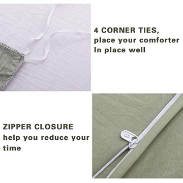 AveLom Green Duvet Cover Queen Set with Zipper Closure