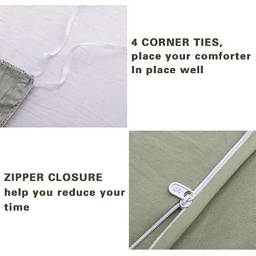 AveLom Green Duvet Cover Queen Set with Zipper Closure